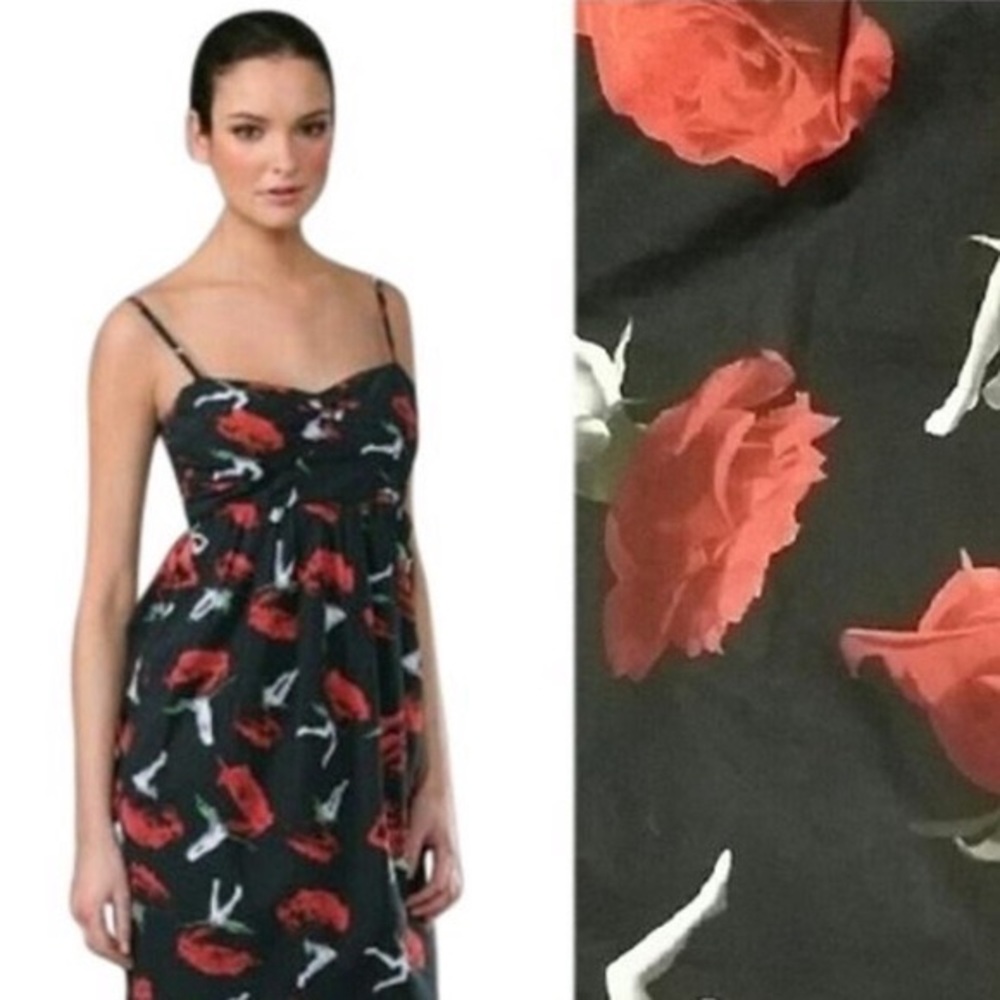 Thakoon Rose Print Leg Stem Short Casual Dress